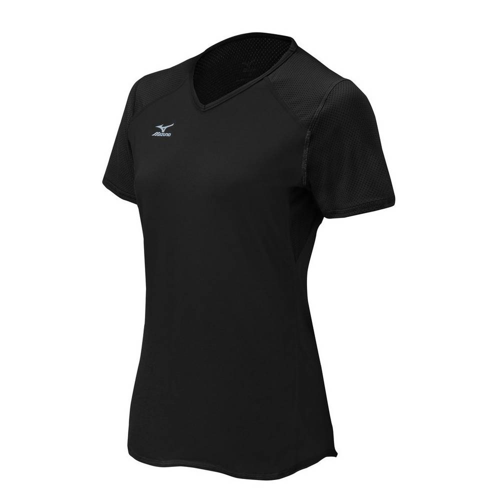 Mizuno Techno VI Short Sleeve - Bayan Forma - Siyah Türkiye (IYLSAX-429)